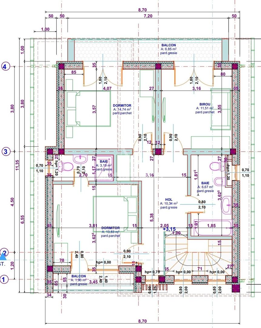 Casa individuala 4 camere 120 mp/utili, teren 430 mp, Cristian/Brasov - Schiță 5
