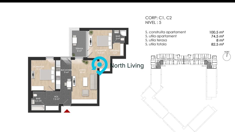 Ansamblu rezidential - Bucurestii Noi | Apartament 3 camere - Poză 15