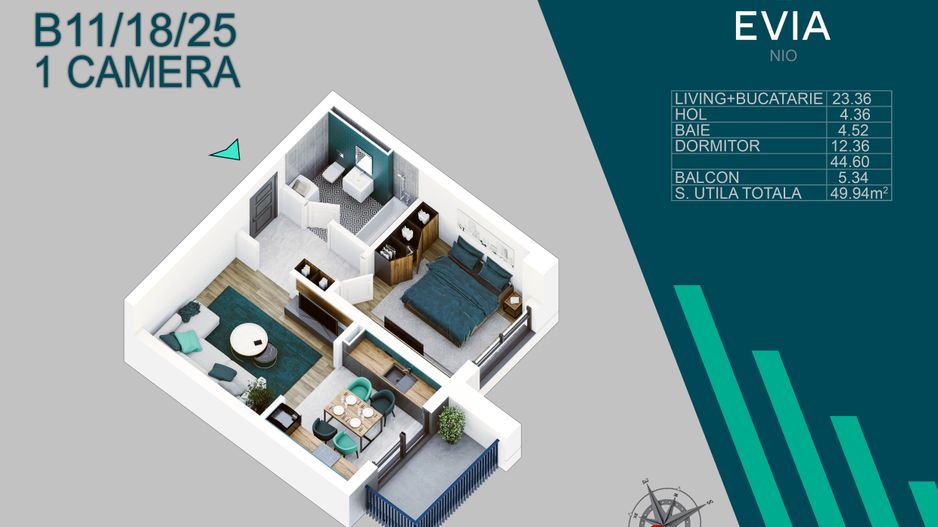 2 camere ideal investitie proiect premium -Titan -Pallady - Schiță 5