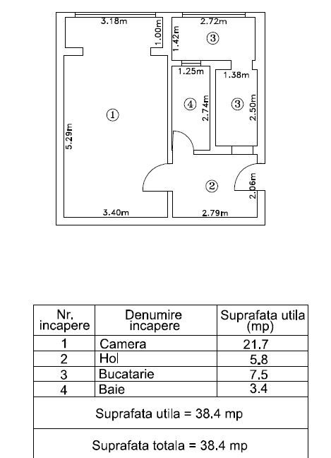Garsoniera de vanzare, 38mp, renovata 2023, metrou Nicolae Grigorescu - Schiță 16
