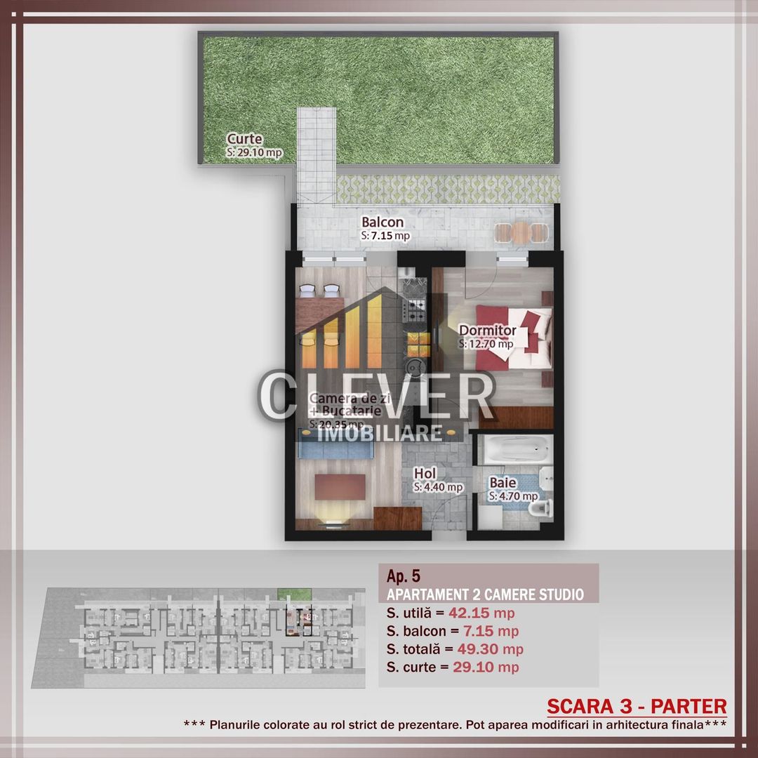 Apartament 2 camere Gradina 29mp-500m Statie STB Pallady - Poză 1