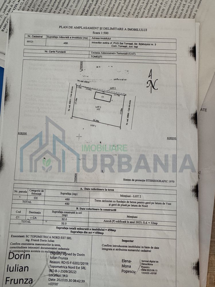 Teren intravilan 450 mp în Tomesti, lângă Primărie - Poză 1