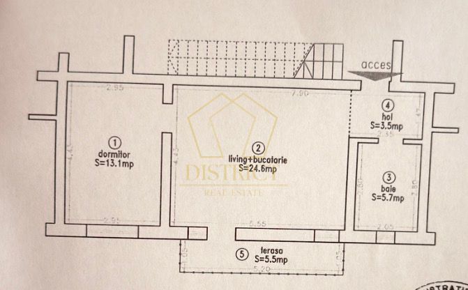 Apartament cu 2 camere complet mobilat si utilat in Braytim langa Musicescu. - Schiță 14