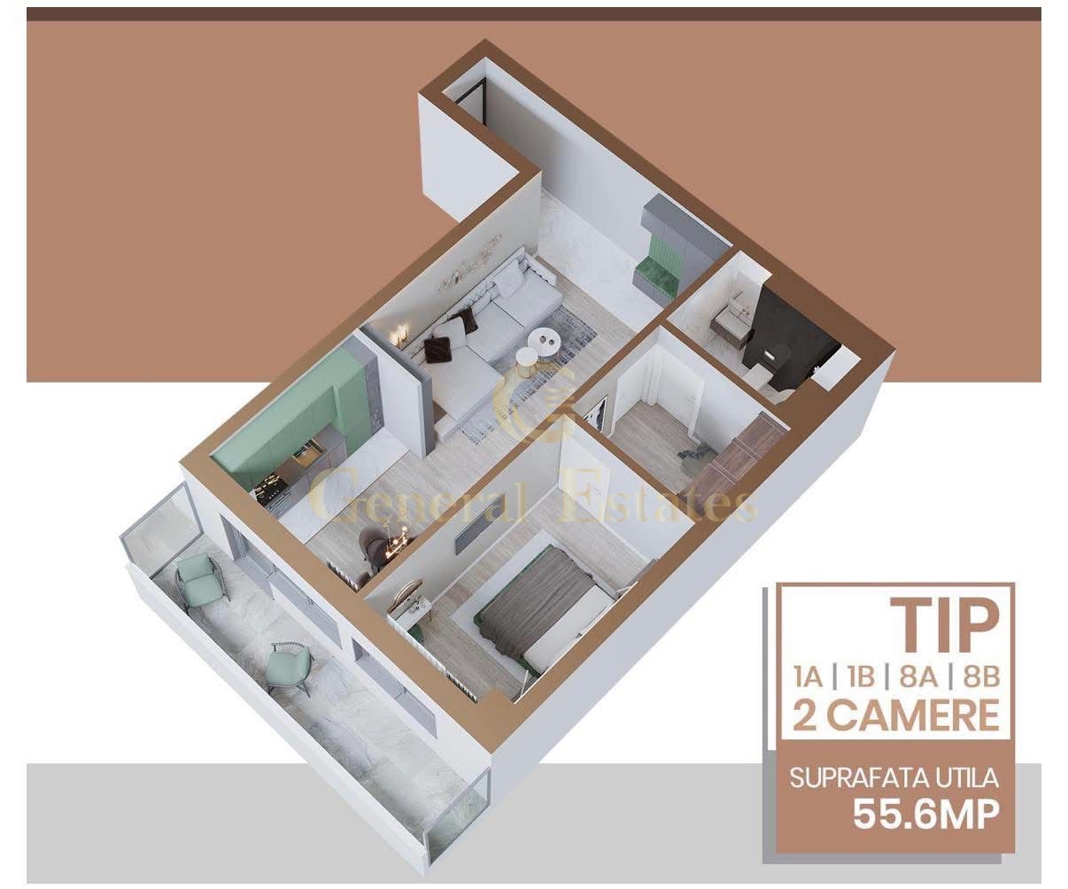 Vânzare apartament 2 camere | 55,6 mp | Copou Garden Residence - Poză 18