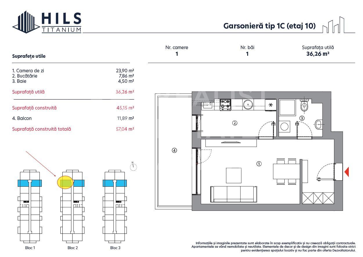 Vânzare, Garsoniera, Tip 1C, HILS Titanium, Faza 1, București - Poză 5