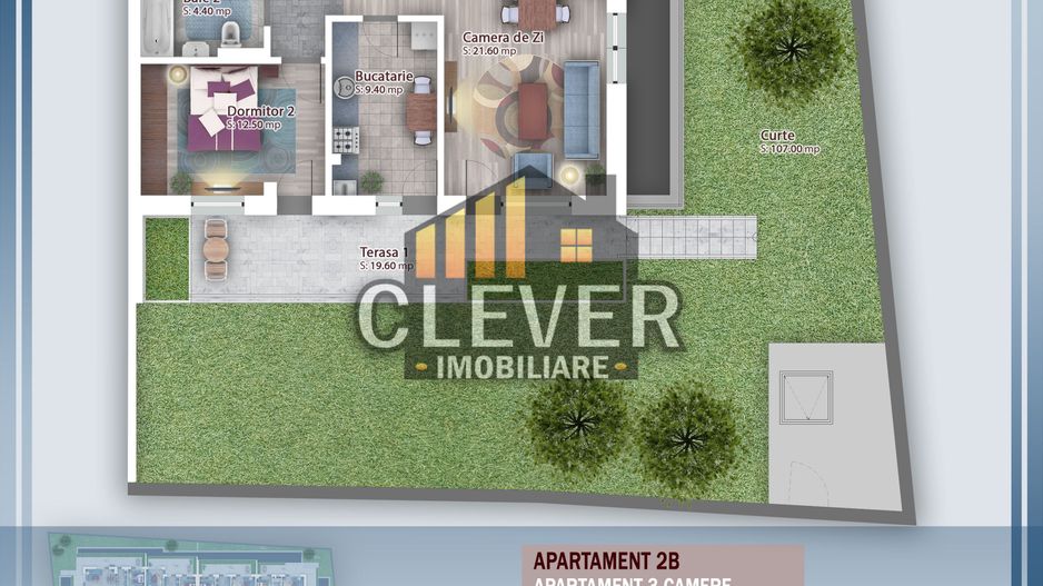 Apartament 3 Camere cu Gradina 100 mp, Comision 0%,  zona Pallady - Schiță 13