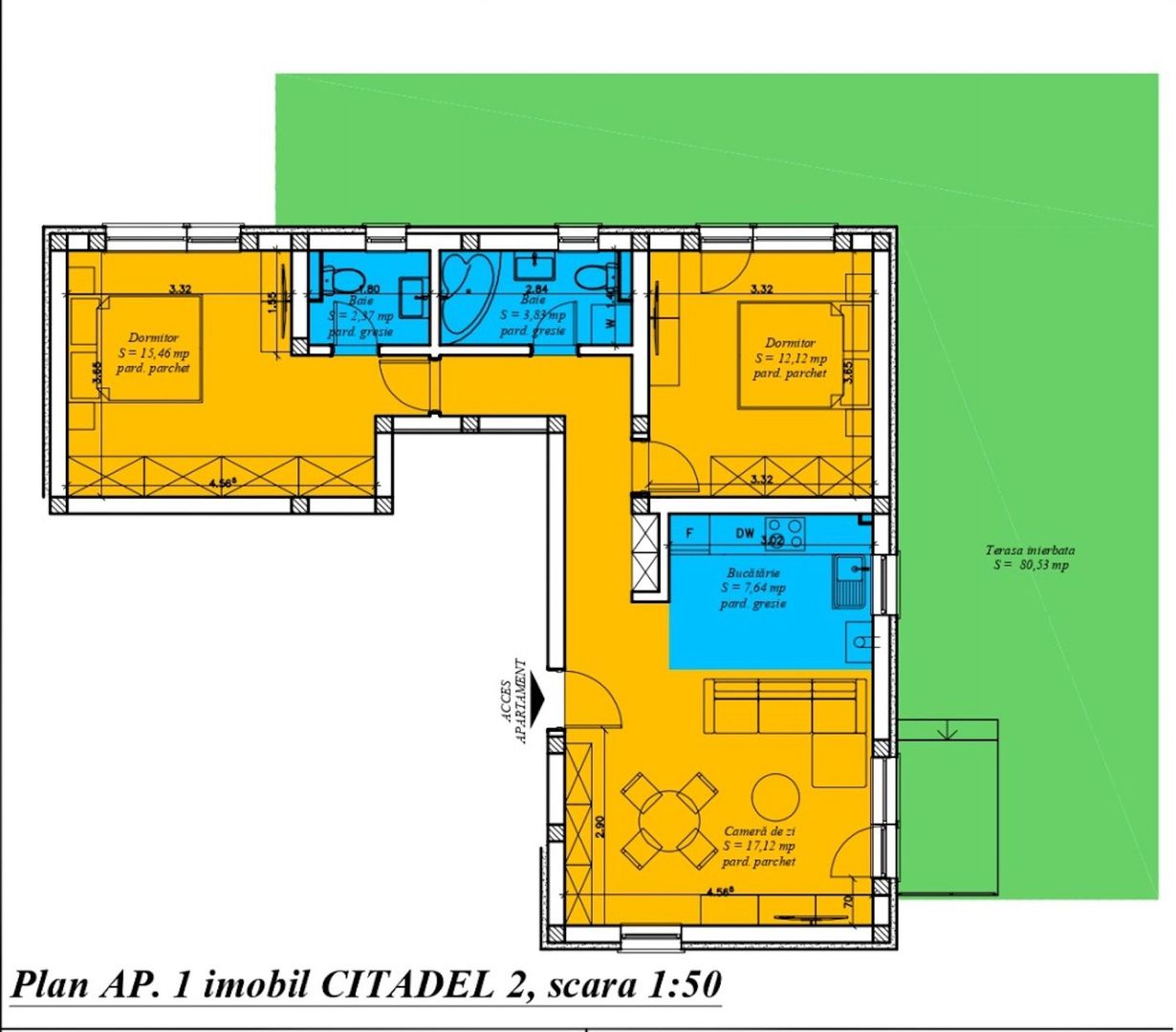 Apartament 3 camere, 2 bai - 65 mp | Curte proprie 80 mp | Comision 0% - Poză 12
