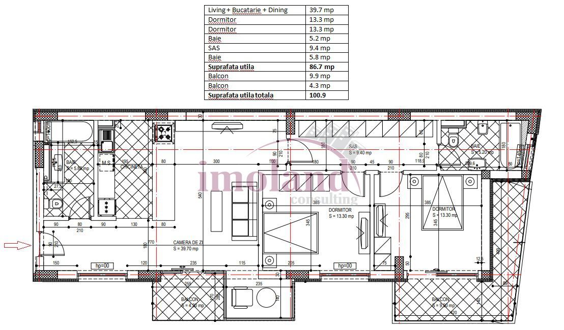 Apartament 3 camere - Uranus - Schiță 15