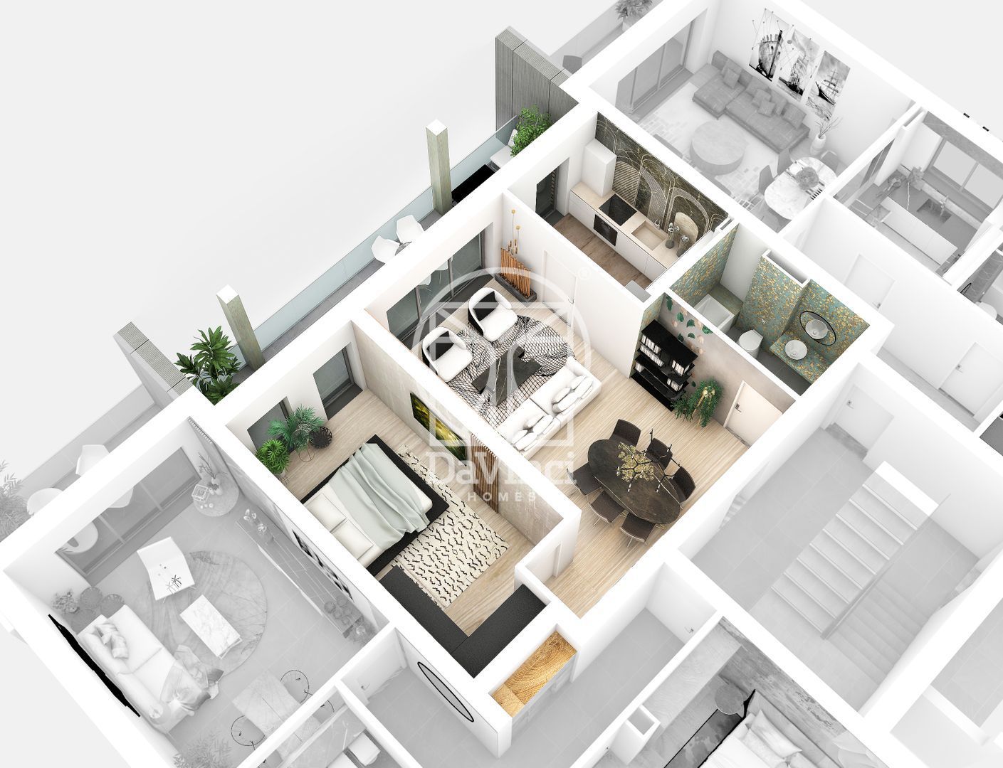 Apartament 2 camere - 54.12. mpu + 14.42 mp terasa  (HOL-77N-DO-ap.3) - Poză 2