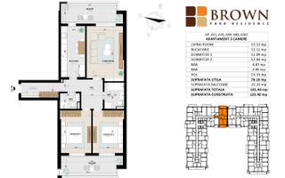 Apartament nou cu 3 camere, Brown Park Residence, Berceni, langa parc - Schiță 10