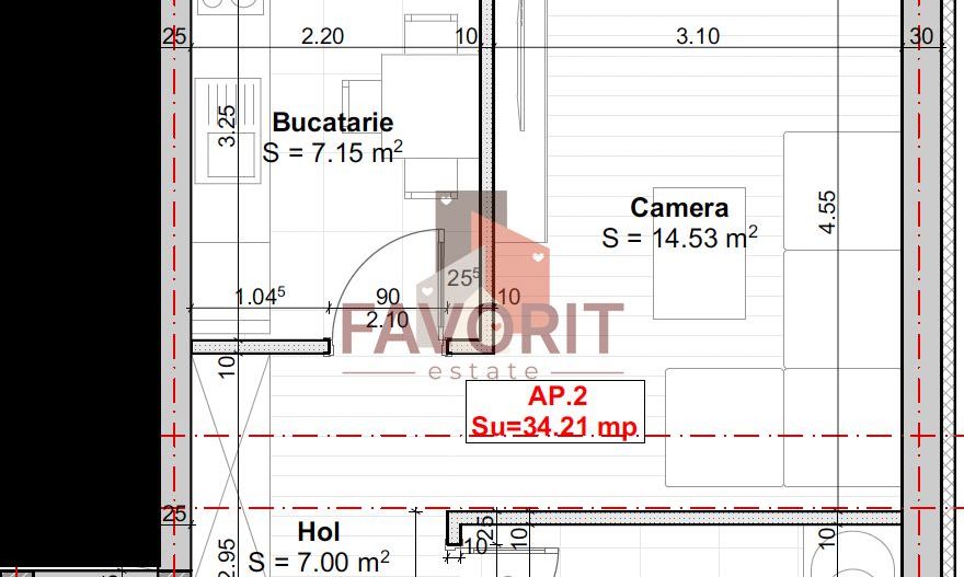 Etaj 1. Decomandat. Disponibil imediat. Loc de parcare - Schiță 11