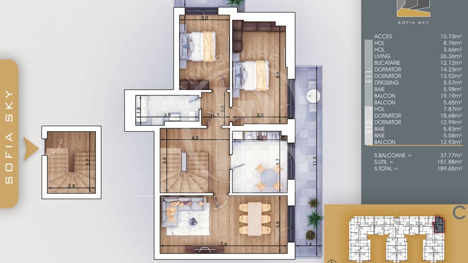 Apartament 5 camere Suprafata utila 152mp | 7min metrou Nicolae Teclu - Schiță 3