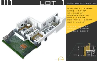 Apartament 3 Camere + Grădină 58mp | Comision 0% | Zona Pallady - Schiță 11