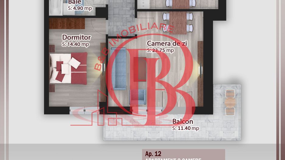 Apartament 2 camere-Suprafata generoasa-STB Parcul Teilor - Schiță 6