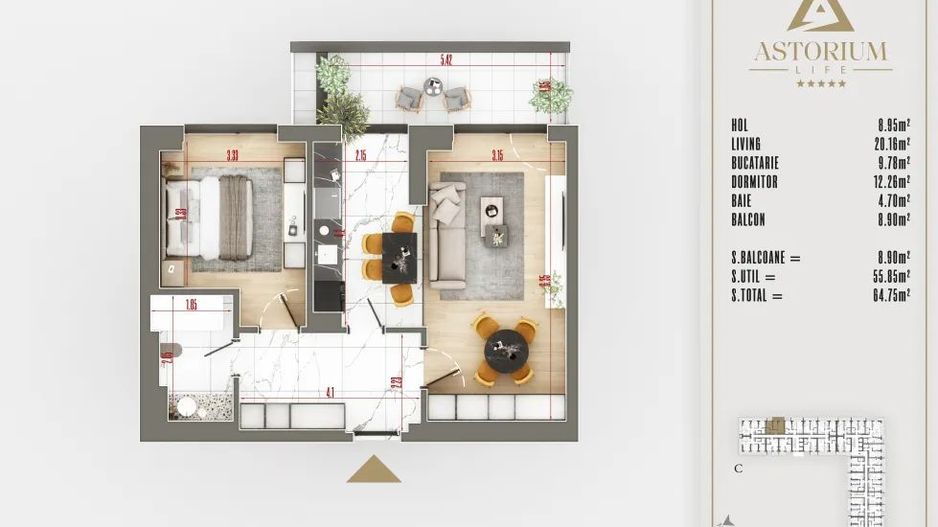 2 Camere// Izolatie Fonica// Astorium Life// Comision 0! - Poză 8