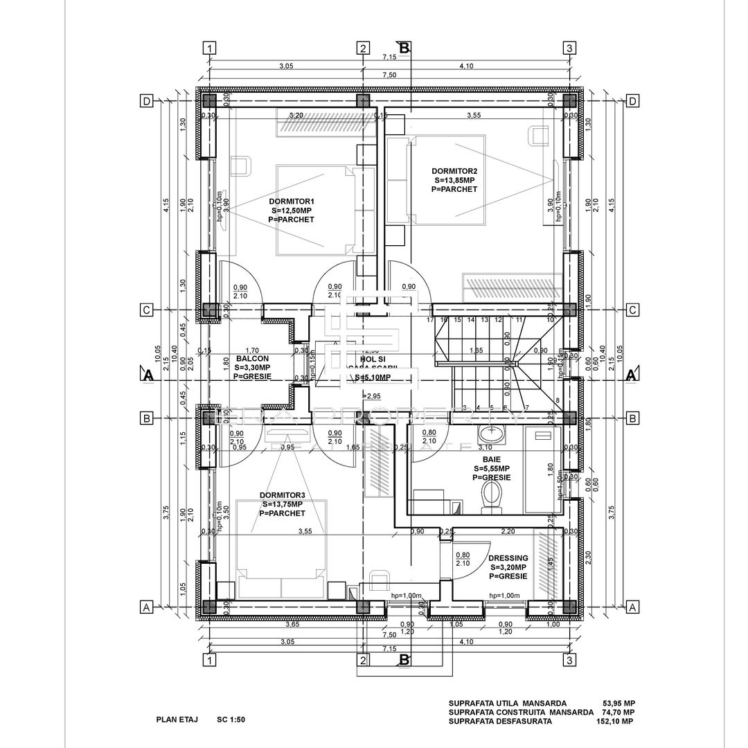 Duplex 4 Camere teren 300 mp  -Locație Centrală, Sura Mică - Schiță 9
