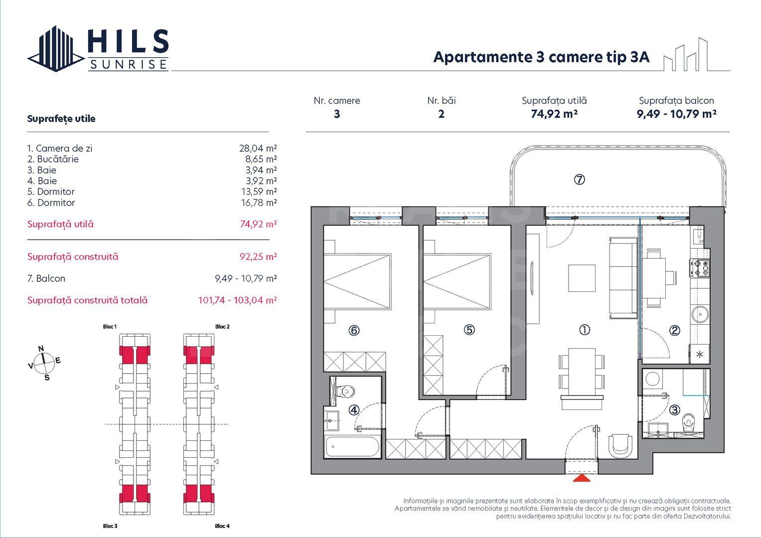 Vânzare, apartament, 3 camere tip 3A, HILS Sunrise, București - Poză 2