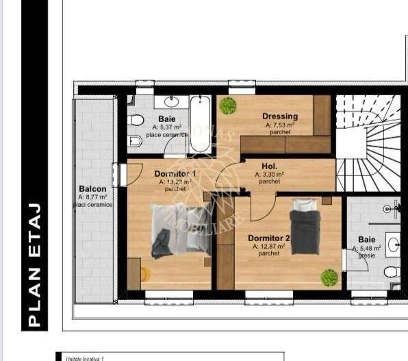 2 Case in Duplex 4 camere 125 mp-curte-terasa 37 mp -garaj-Tauti - Poză 9