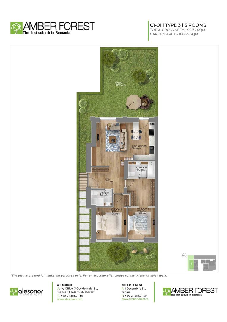 Apartament de 3 camere cu gradina - Poză 15