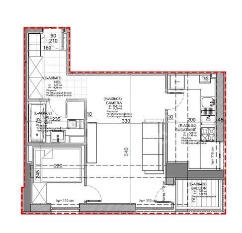 Studio semidecomandat cu zonă de dormit separată + parcare subterană - Schiță 13