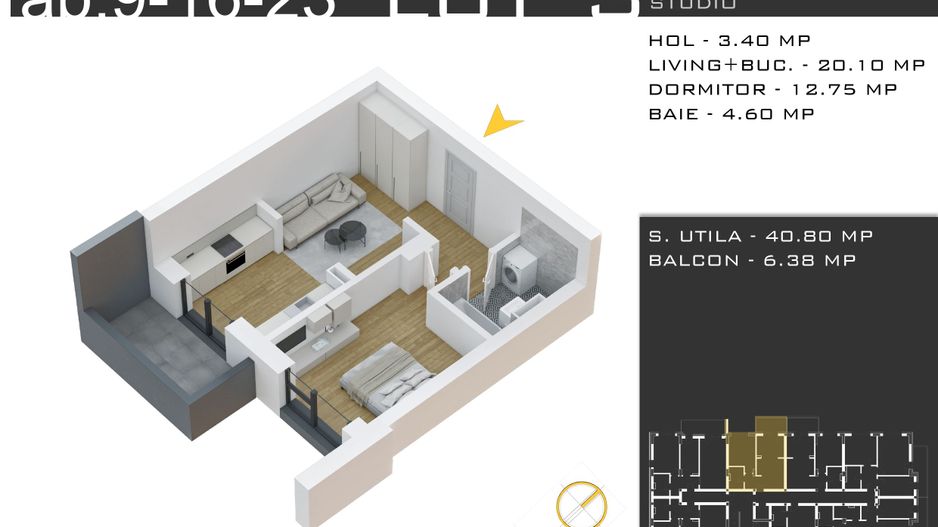 2 camere  -parcare inclusa -proiect nou -Pallady - Schiță 11