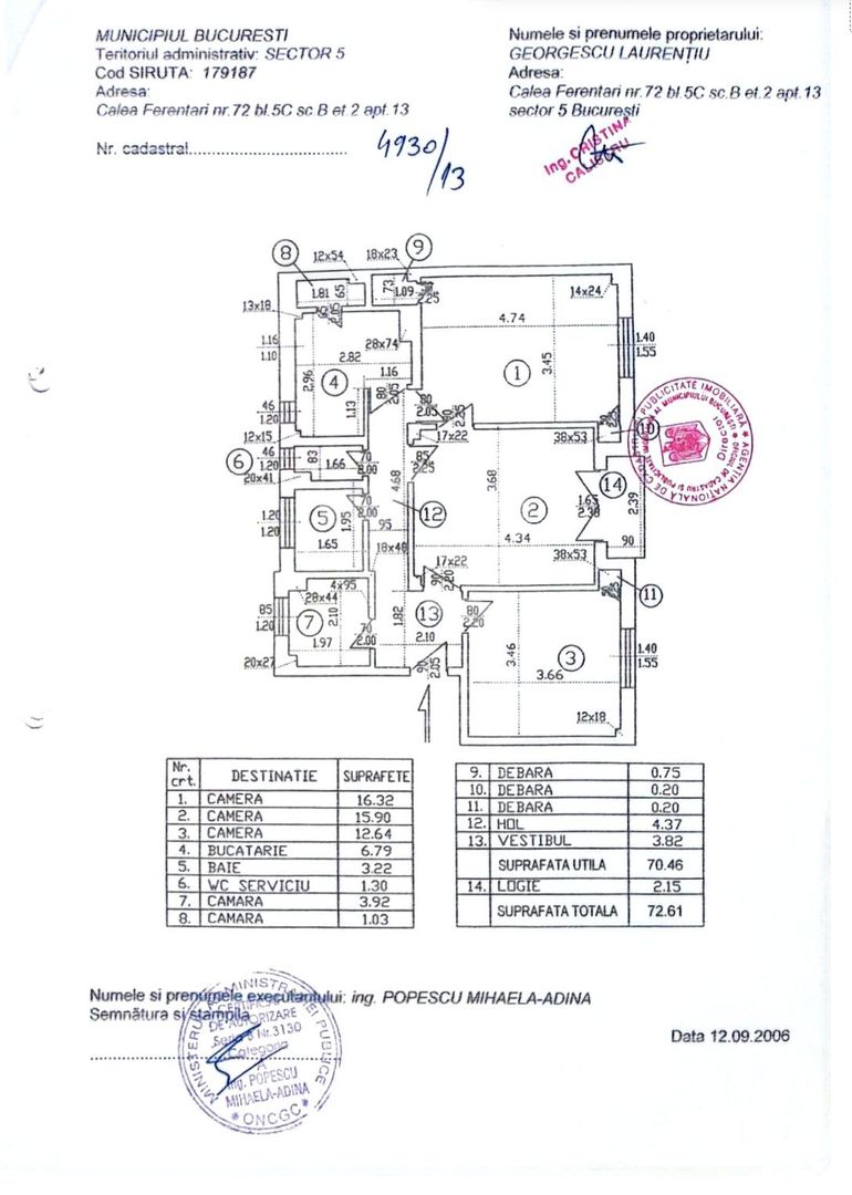 Apartament 3 camere decomandat – Calea Ferentari nr. 72 - Schiță 20