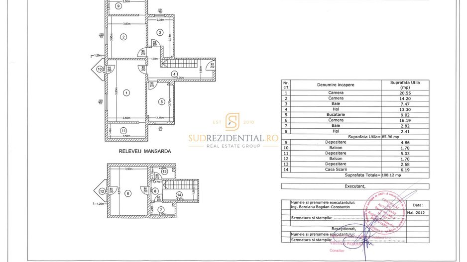 De închiriat apartament duplex 3 camere, 108 mp, complet mobilat - Schiță 6