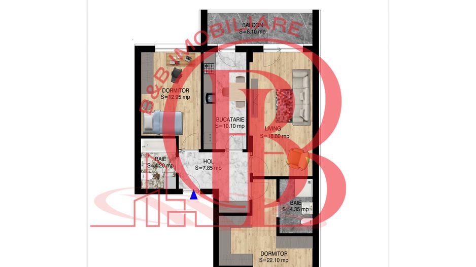 3 camere decomandat Pallady Metrou Nicolae Teclu - Schiță 5