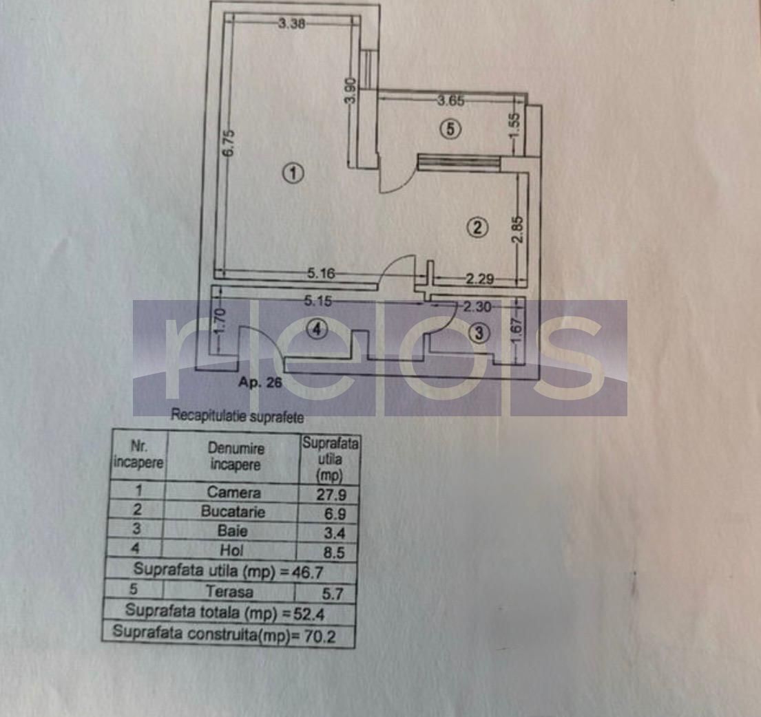 VANZARE STUDIO DUBLU | CLOUD 9 | 47MP | TERASA | MOBILAT-UTILAT | - Schiță 7