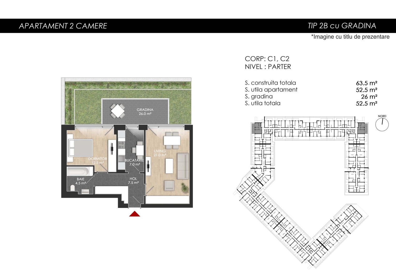 Apartament 2 camere cu Grădină Proprie - Atria Urban Resort - Poză 2