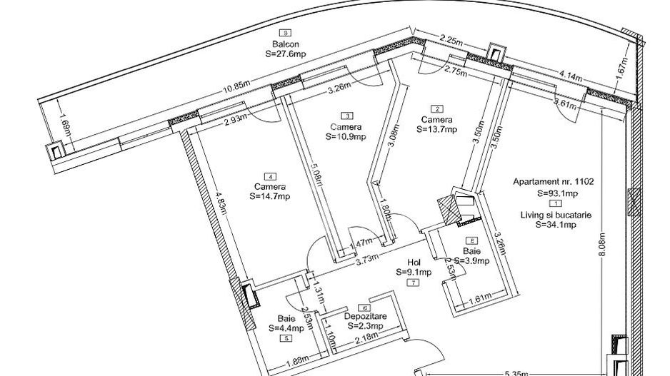 Apartament 4 camere | Terasă panoramică | 0% comision | Wings - Schiță 15