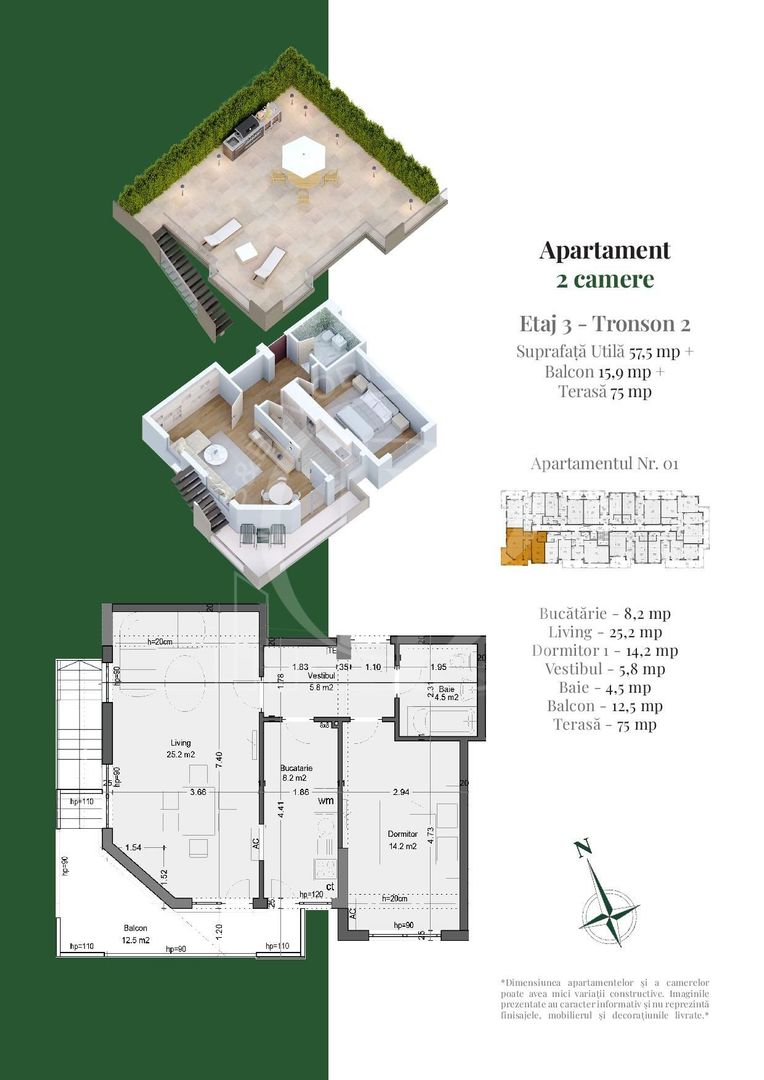 Apartament 2 camere cu Rooftop Privat Theodor Pallady - Schiță 2