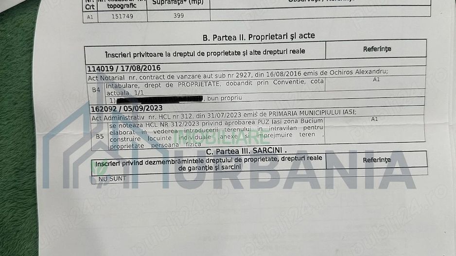 Teren intravilan de vanzare, zona Bucium, strada Mihail Galino, 399 mp, Iasi - Poză 1