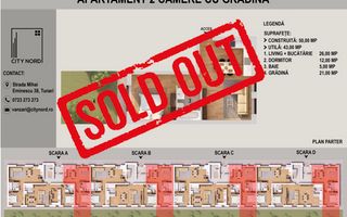 Apartament 2 camere 41mp utili - 20mp gradina - CITY NORD M. Eminescu - Schiță 1