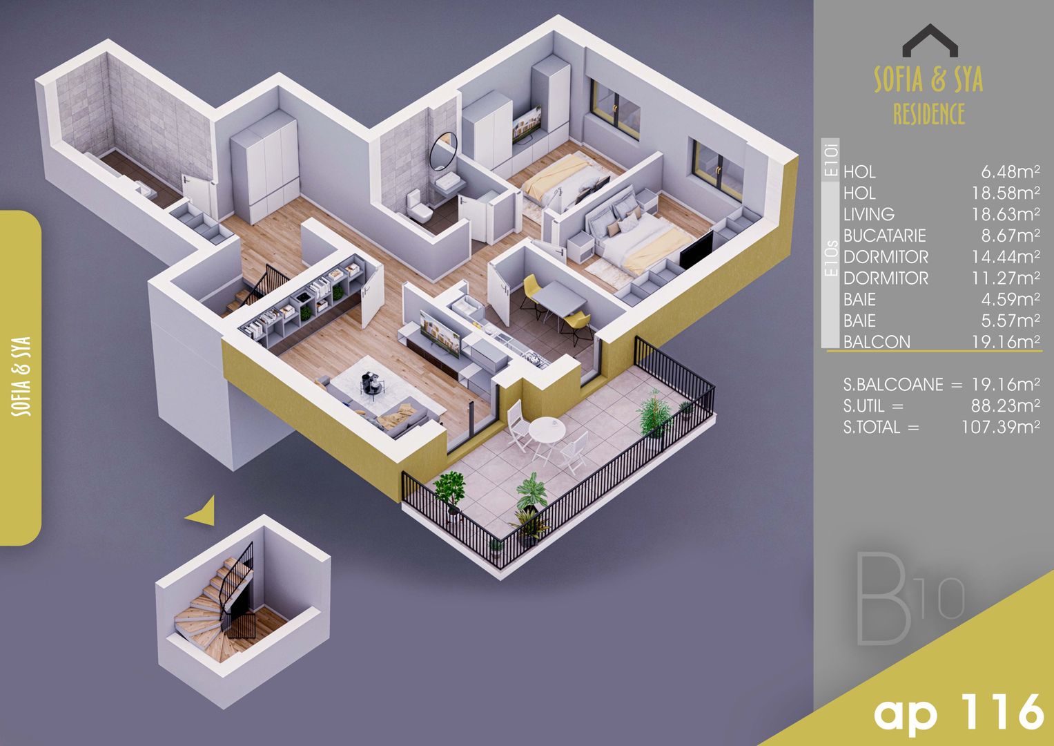 apartament 3 camere duplex Parcare Bonus Titan-Pallady - Schiță 1