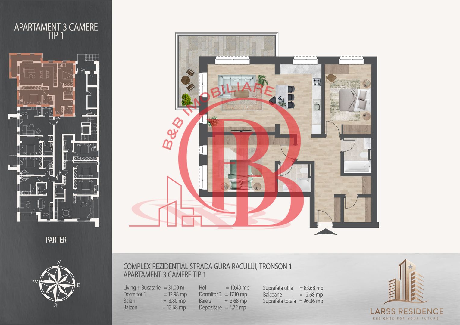 3 camere  700 metri de  Metrou Nicolae Teclu - Schiță 1