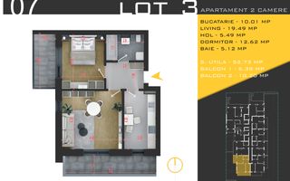 Apartament 2 camere Theodor Pallady Metrou Teclu Comision 0 - Schiță 11