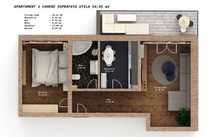 AP. 2 CAMERE STEJARULUI, LOC PARCARE, BLOC NOU, MOBILAT, COMISION 0% - Schiță 12