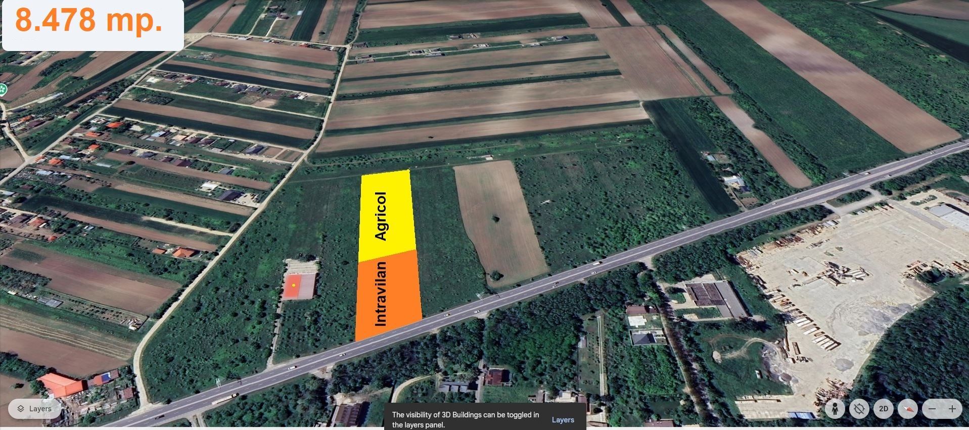 TARTASESTI - 8.478 mp. teren intravilan cu deschidere de 33 m. la DN7 - Poză 1