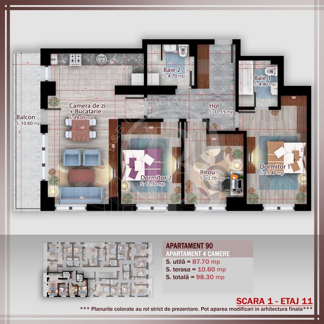Apartament 4 camere   Titan Pallady Metrou Nicolae Teclu - Schiță 2