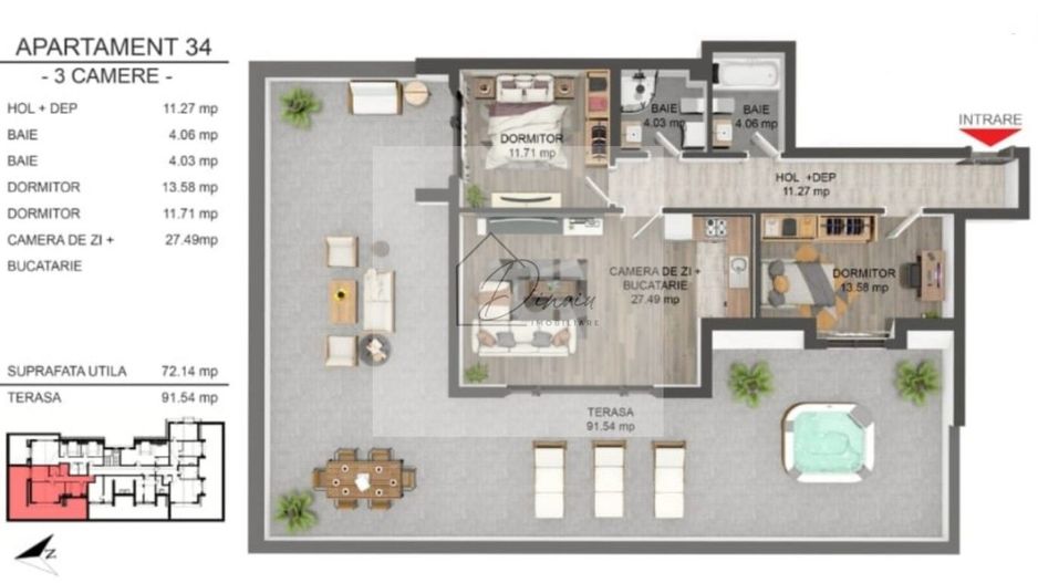 Apartament 3 camere Tractorul I Penthouse I Premium I COMISION 0% - Poză 3