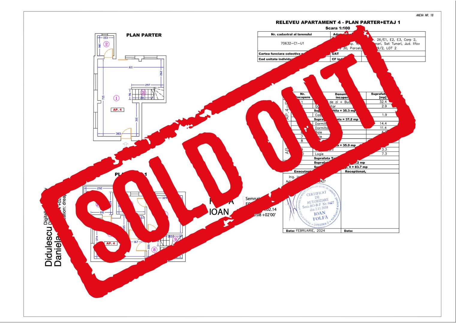 Apartament 4 – 3 camere – 83.7 mp – Logie – Parter + Etaj 1 - Poză 1