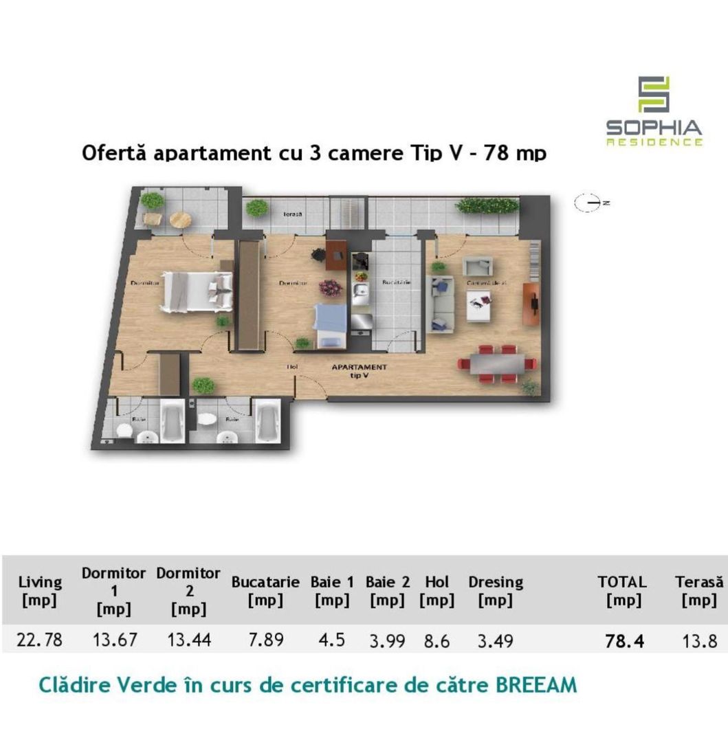 3 camere  Parcare Subterana Sophia Residence Buna Ziua - Poză 18