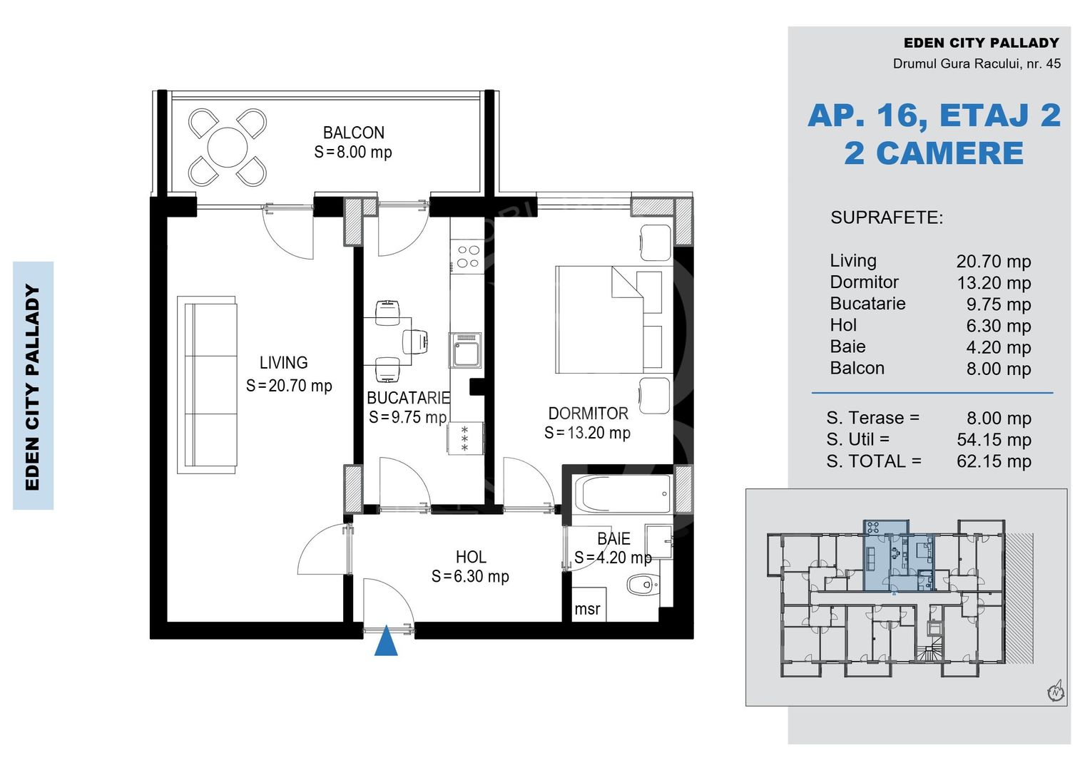 Apartament 2 camere Theodor Pallady Metrou Nicolae Teclu - Schiță 2