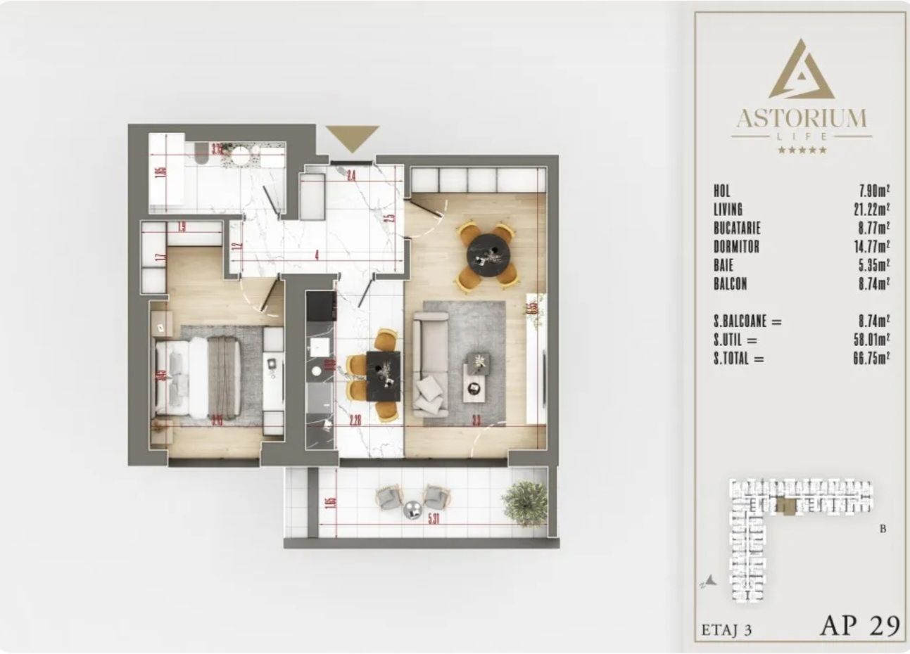 AP. 2CAM. SPATIOS IN PROIECTUL ASTORIUM LIFE / MUTARE IMEDIATA! - Poză 6