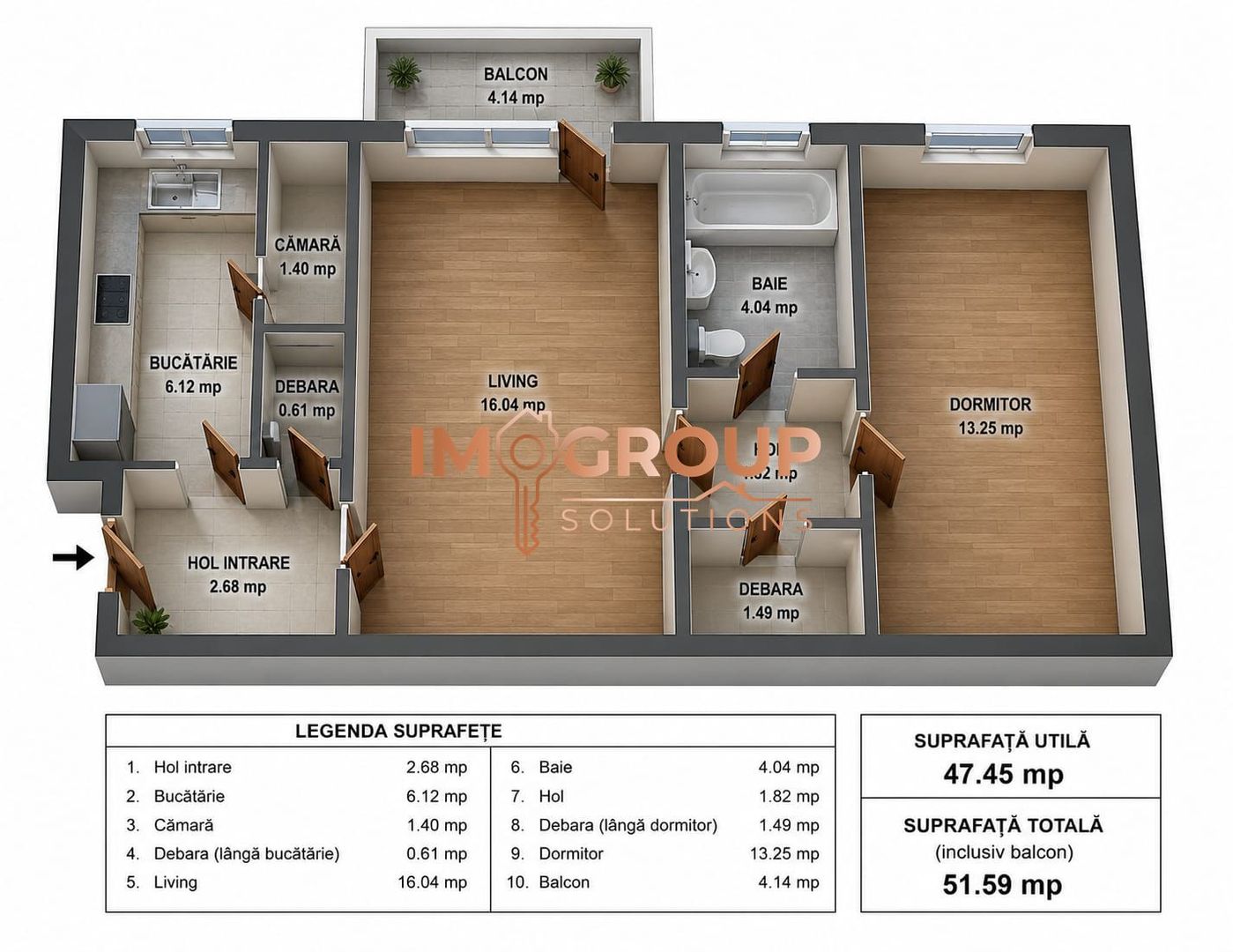 TATARASI - ETAJ 2 - BLOC FARA RISC - APARTAMENT CU 2 CAMERE - Poză 2