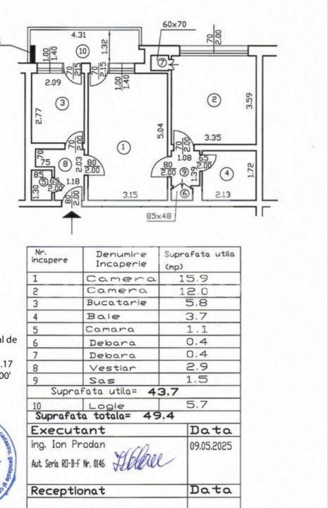 Apartament 2 camere Parcul Circului - Imobil 1961 - Schiță 7