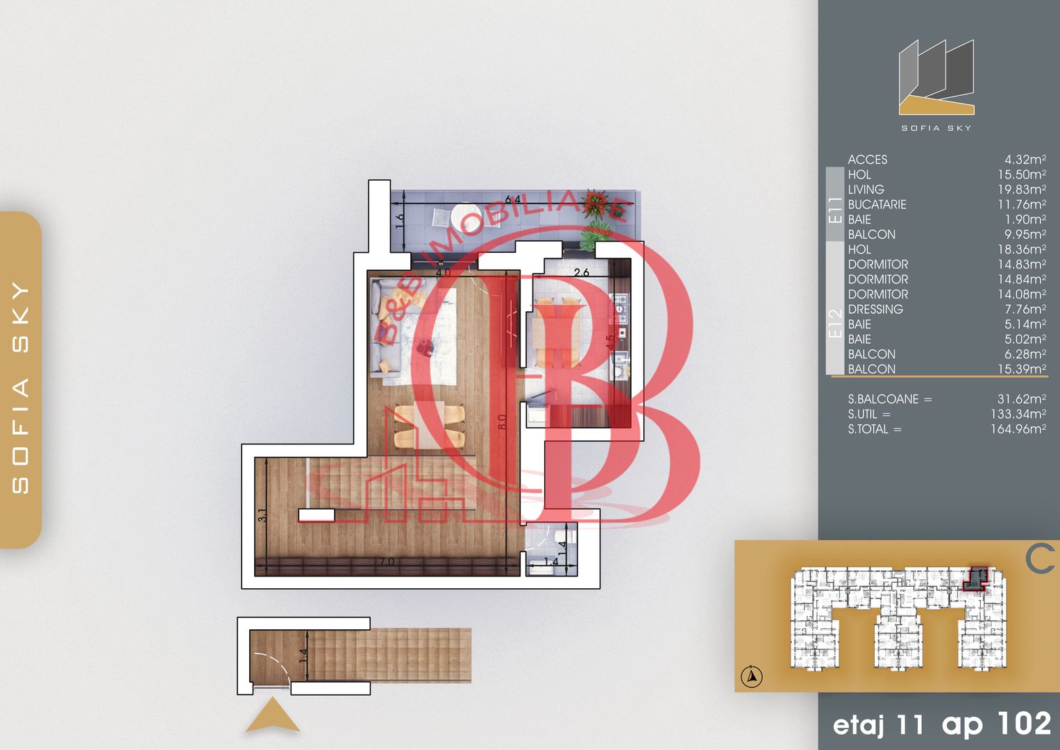 Finalizat-Mutare Rapida la 7min Metrou Duplex 4 camere cu 3 bai - Schiță 4