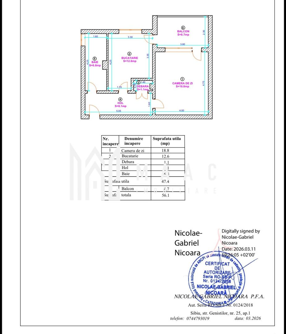 Apartament 2 camere | Etaj 1 | Parcare | Balcon | Siretului - Schiță 16