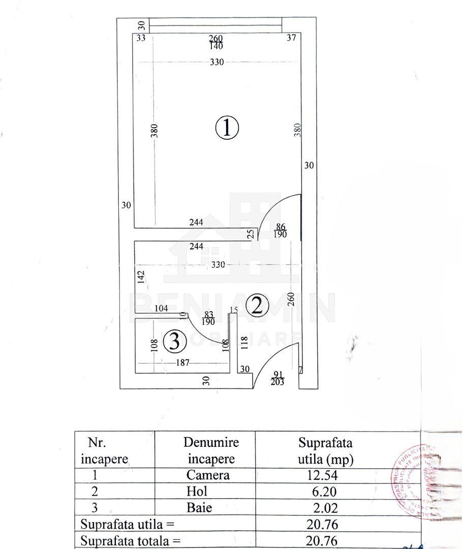 Camera cu baie si bucatarie proprie -21mp -etaj 2 -Chimie Promenada - Schiță 9